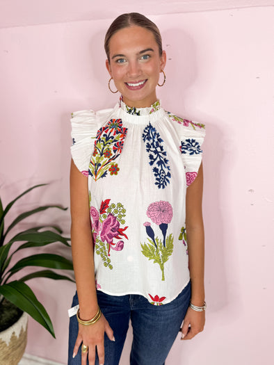 (THML) The Caliste Floral Top-White