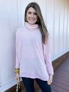pink cowl neck sweater