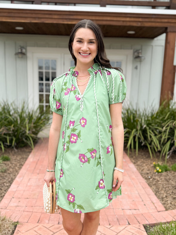 The Apple Floral Dress-Green