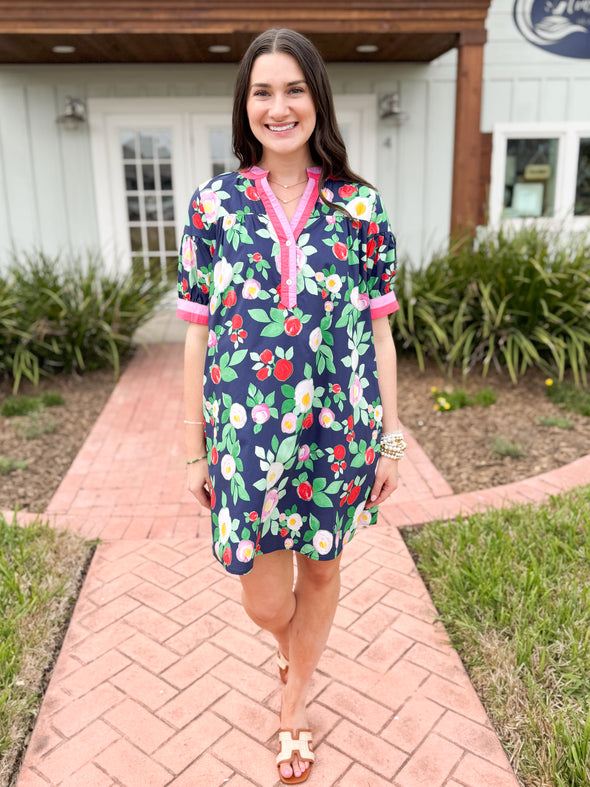 The Tasha Floral Dress-Navy