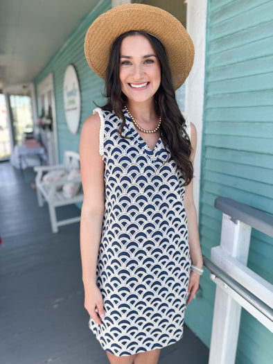 The Maylen Scalloped Dress-Navy