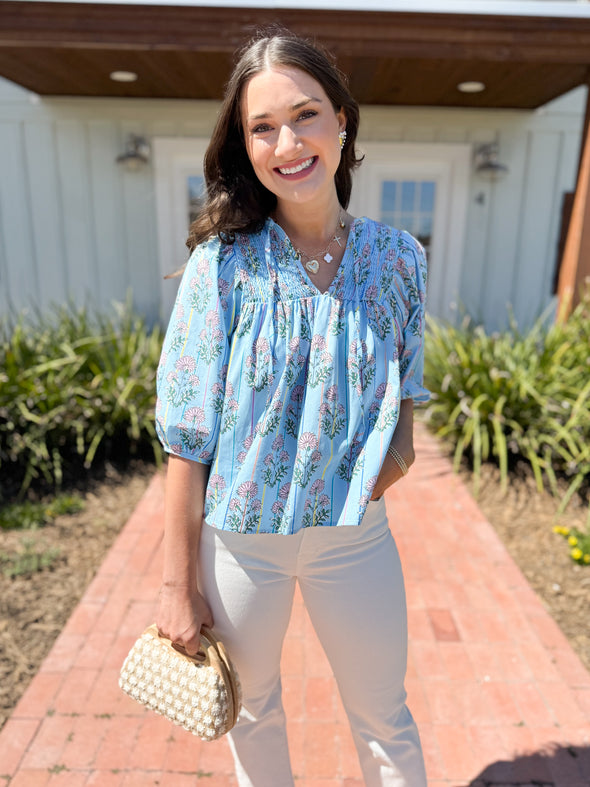 blue floral top 