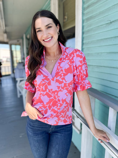 The Jessica Garden Top-Pink