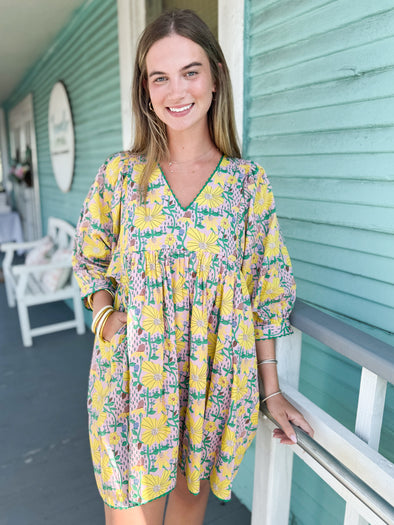 The Sadie Floral Dress-Yellow RESTOCK