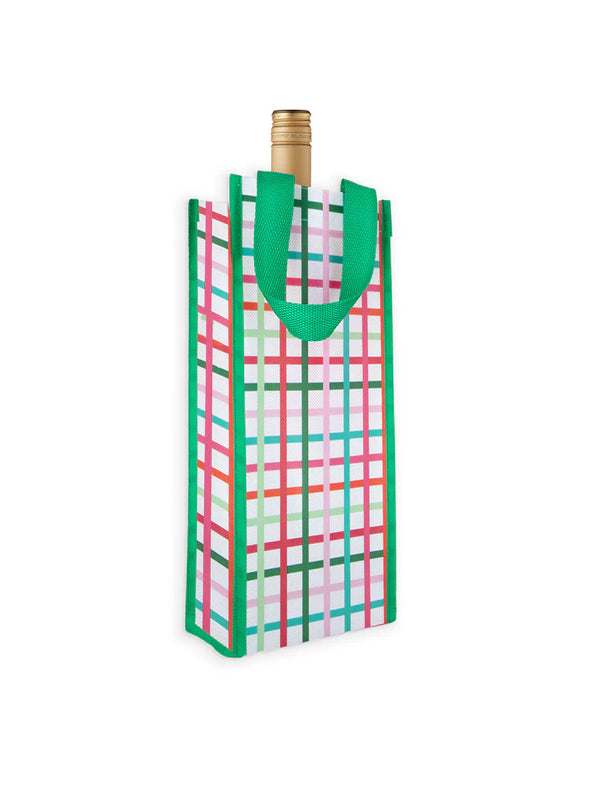 Wine Bag-Festive Plaid