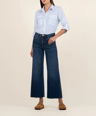 (Kut from the Kloth) Meg Exhibited Dark Wash Wide Leg Jean