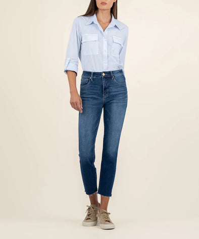 (KUT) The Racheael Mom Jean-Dark Wash