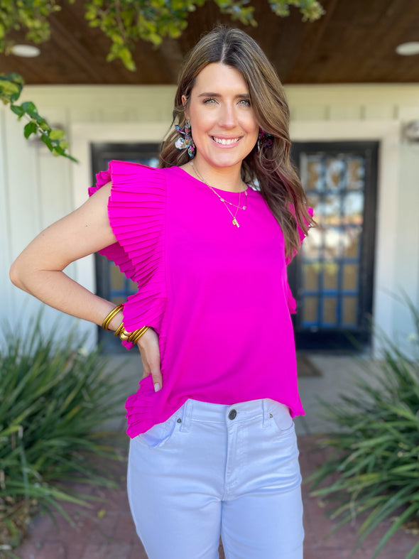 Magenta ruffle sleeve top 