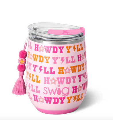 Howdy Ya'll Stemless Wine Glass 14oz