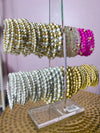 Stackable Ball Bracelets in gold, silver, clear, pink, and gold/silver combination
