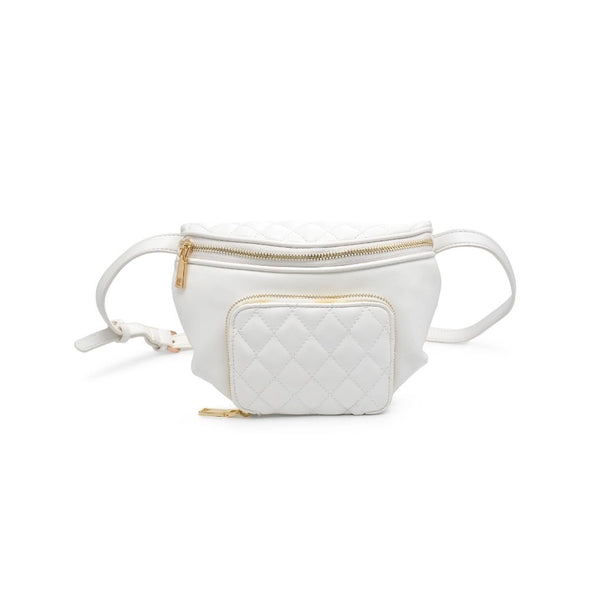 White belt bag with gold hardware
