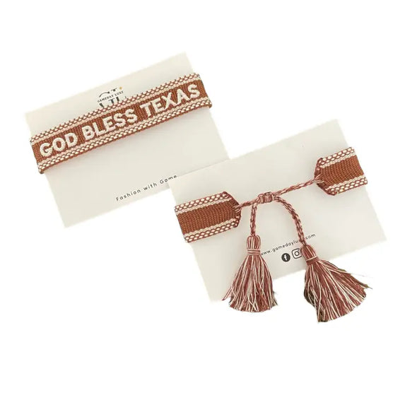 UT God Bless Texas Bracelet