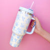 blue and cream 40oz tumbler 