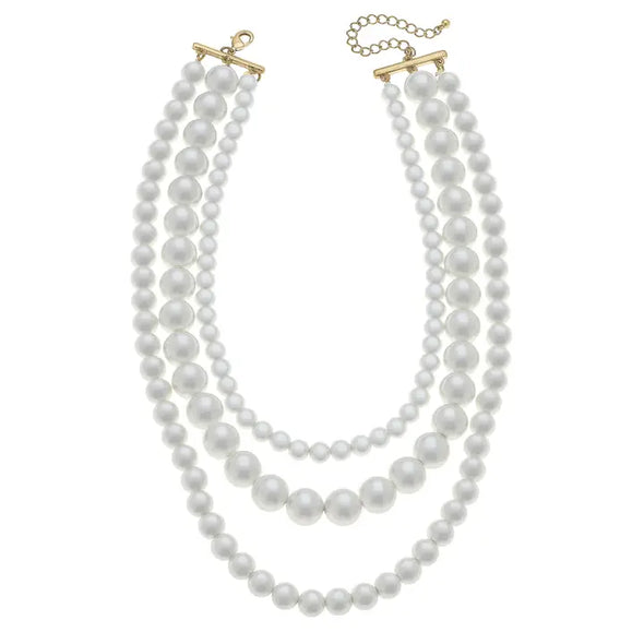 The Betty 3 Row Pearl Necklace