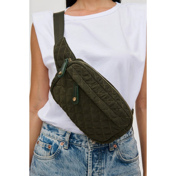 black quilted belt bag