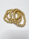 Gold textured elastic stackable ball bracelet 