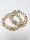 Large silver and gold elastic stackable ball bracelet