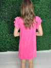 back of pink suede dress