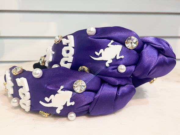 TCU headband with horned toads 