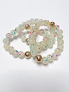Clear with aqua and pink splatter stackable ball bracelet 