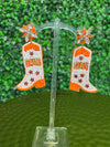 Orange beaded boot game day earrings 