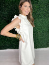 faux leather dress with ruffles 