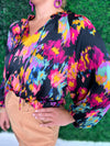 black and pink abstract print top 