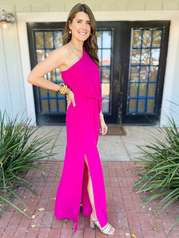 Side view of hot pink maxi 
