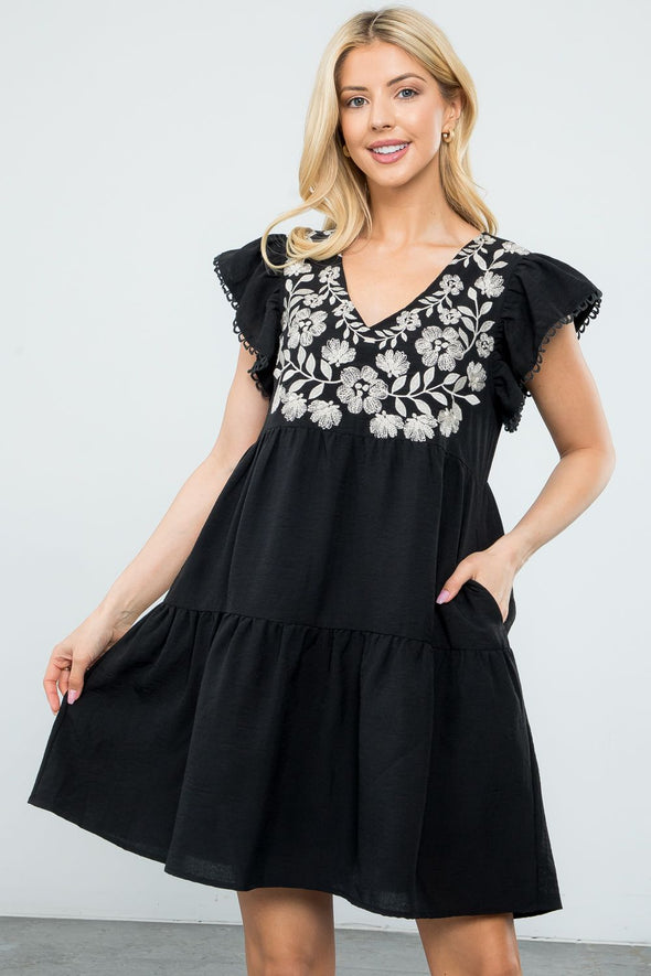 Black embroidered dress by thml 