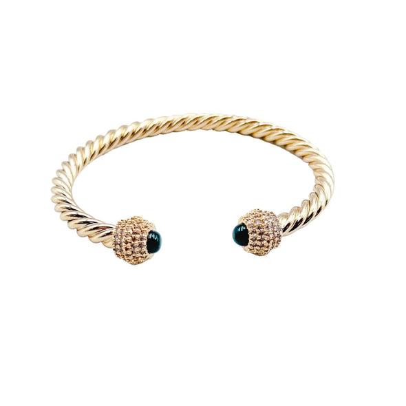 Gold Rope Bracelet with Black Tip 